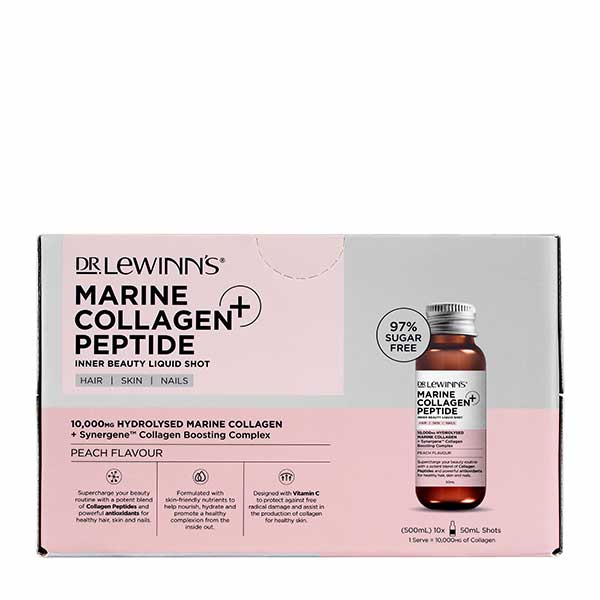 Dr. Lewinn's Marine Collagen Peptide+ Inner Beauty Liquid Shot - 10 X 50ML